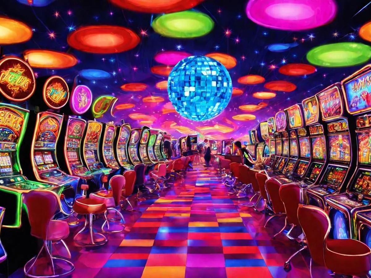 Tampilan permainan slot dengan reel dan elemen visual berwarna